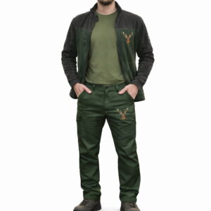 Costumul Vânătorului Profesionist cu Cerb Brodat – jachetă,tricou si pantaloni pentru vânătoare, drumeții și outdoor
