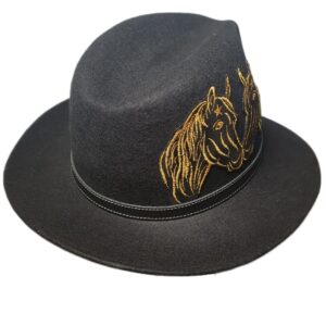 Palarie neagra cu 2 cai