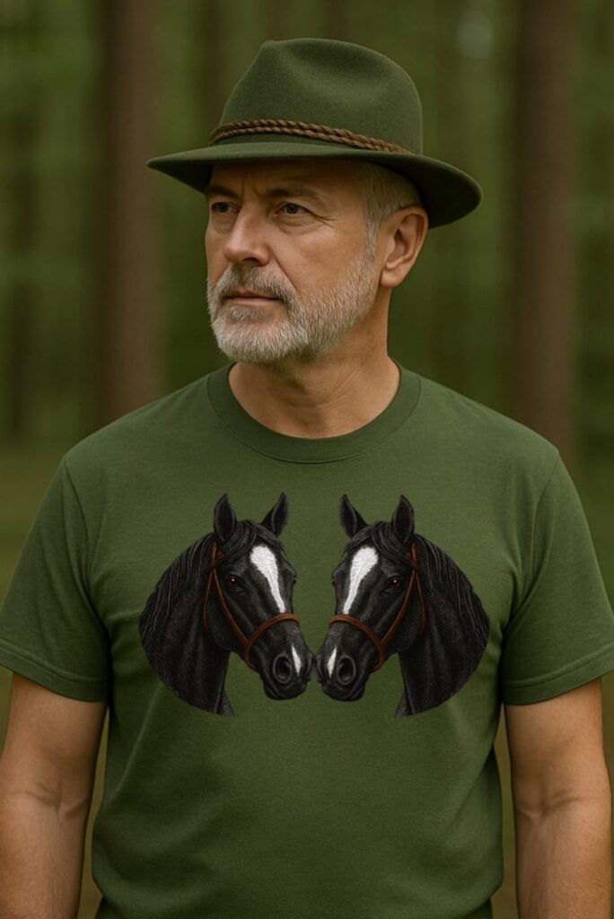 Tricou personalizat cu doi Cai negri