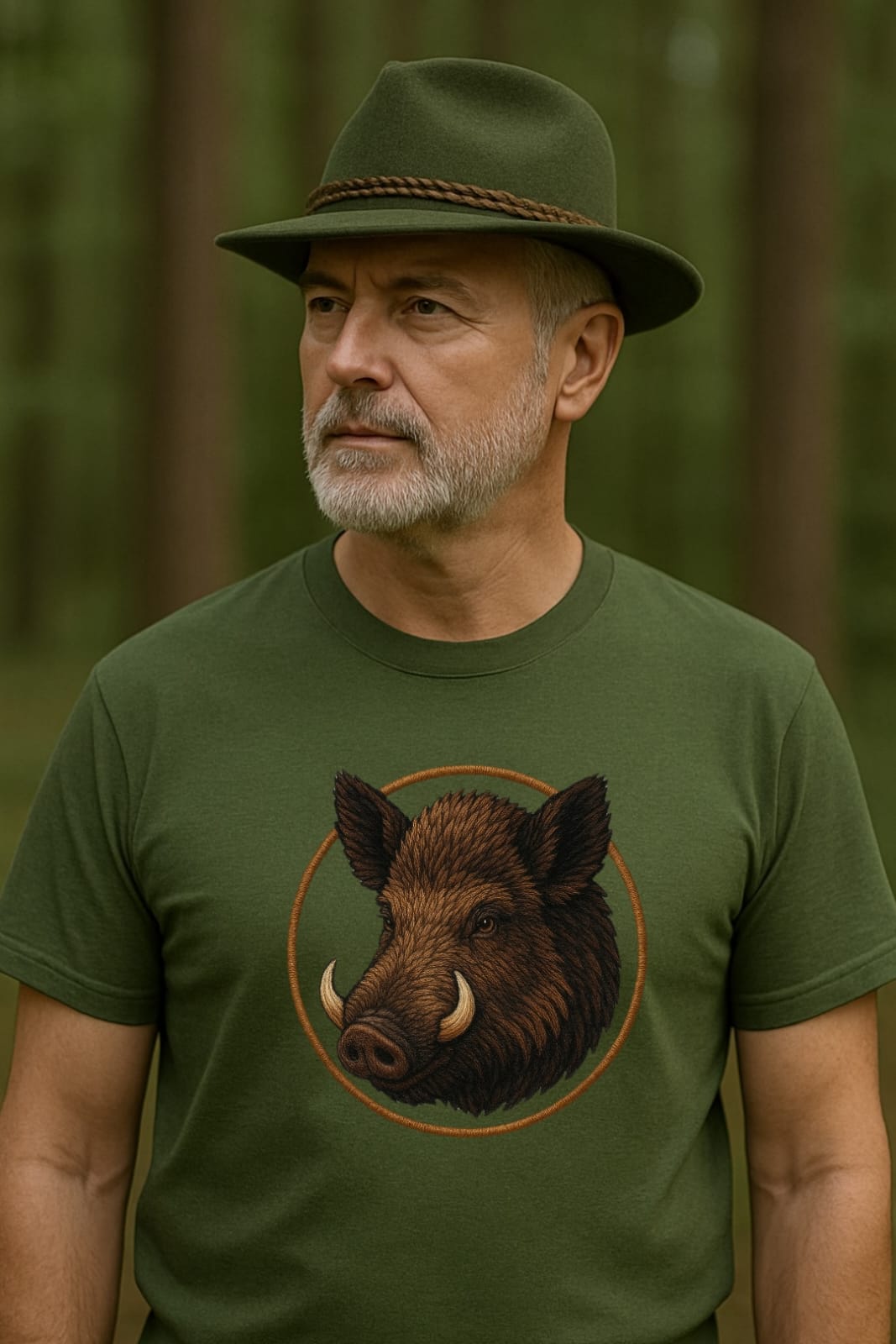 Tricou de Vânătoare cu Mistreț