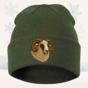 Căciulă vânătoare pentru iarnă cu berbec brodat ,unisex, material izolant, dublu strat, 100% poliacrilic