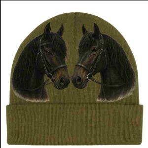 Căciulă vânătoare cu doi cai negrii,pentru iarnă ,unisex, material izolant, dublu strat, 100% poliacrilic