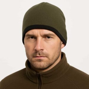 Căciulă de iarnă Polar Fleece Kaki-Verde, călduroasă, respirabilă și confortabilă, perfectă pentru vânătoare, pescuit și ieșiri outdoor.