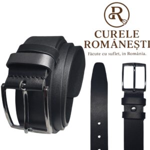Curea pantaloni de vânătoare neagra – 100 % piele naturală