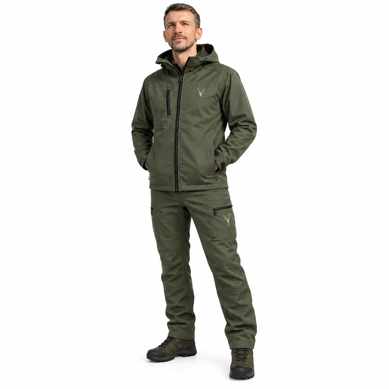 Costum de Vânătoare model Codru cu Cerb Brodat – Geaca si pantaloni Premium Outdoor - imagine 8