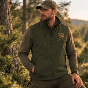 Vestă Softshell Vânătoare cu Cerb Brodat