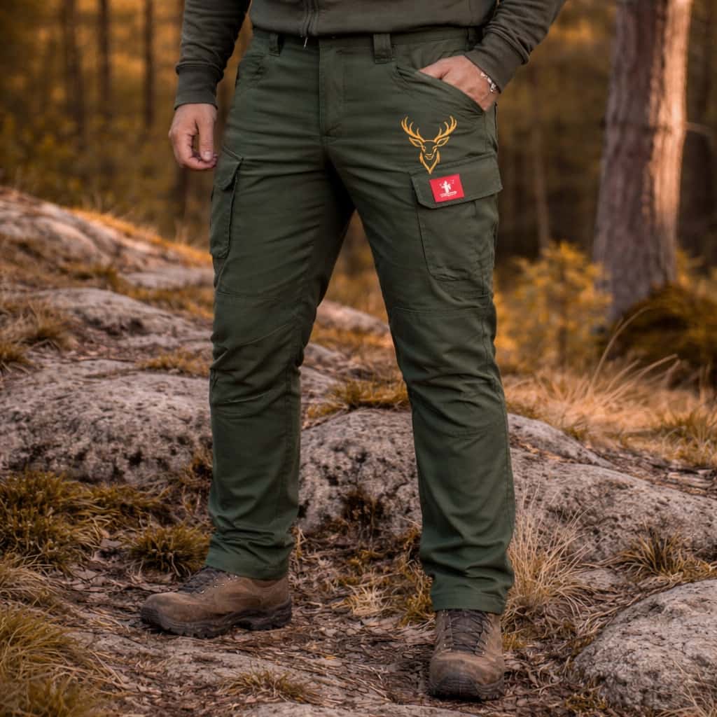Pantaloni de Vânătoare model Clasic cu Cerb Brodat – Premium Outdoor