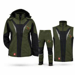 Costum de Vânătoare Softshell cu Cerb Brodat – Jachetă,Vesta și Pantaloni, Echipament Outdoor