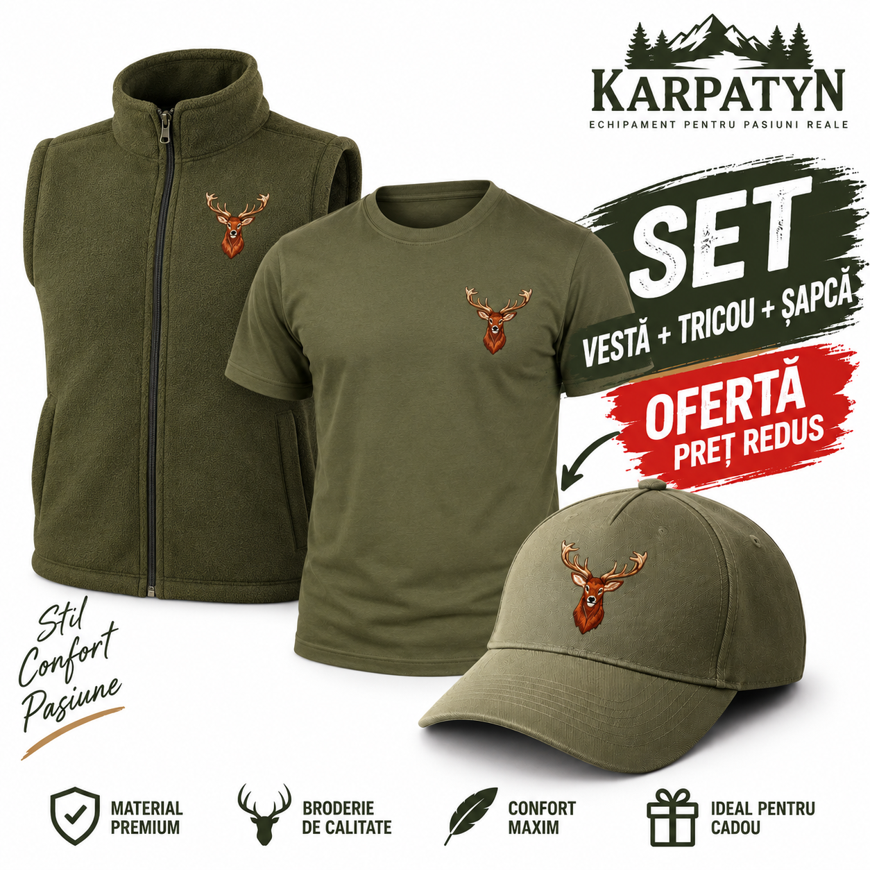 Set Vesta,Tricou si sapca Vânătoare