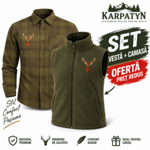 Set Camasa si Vesta de Vânătoare cu Cerb brodat